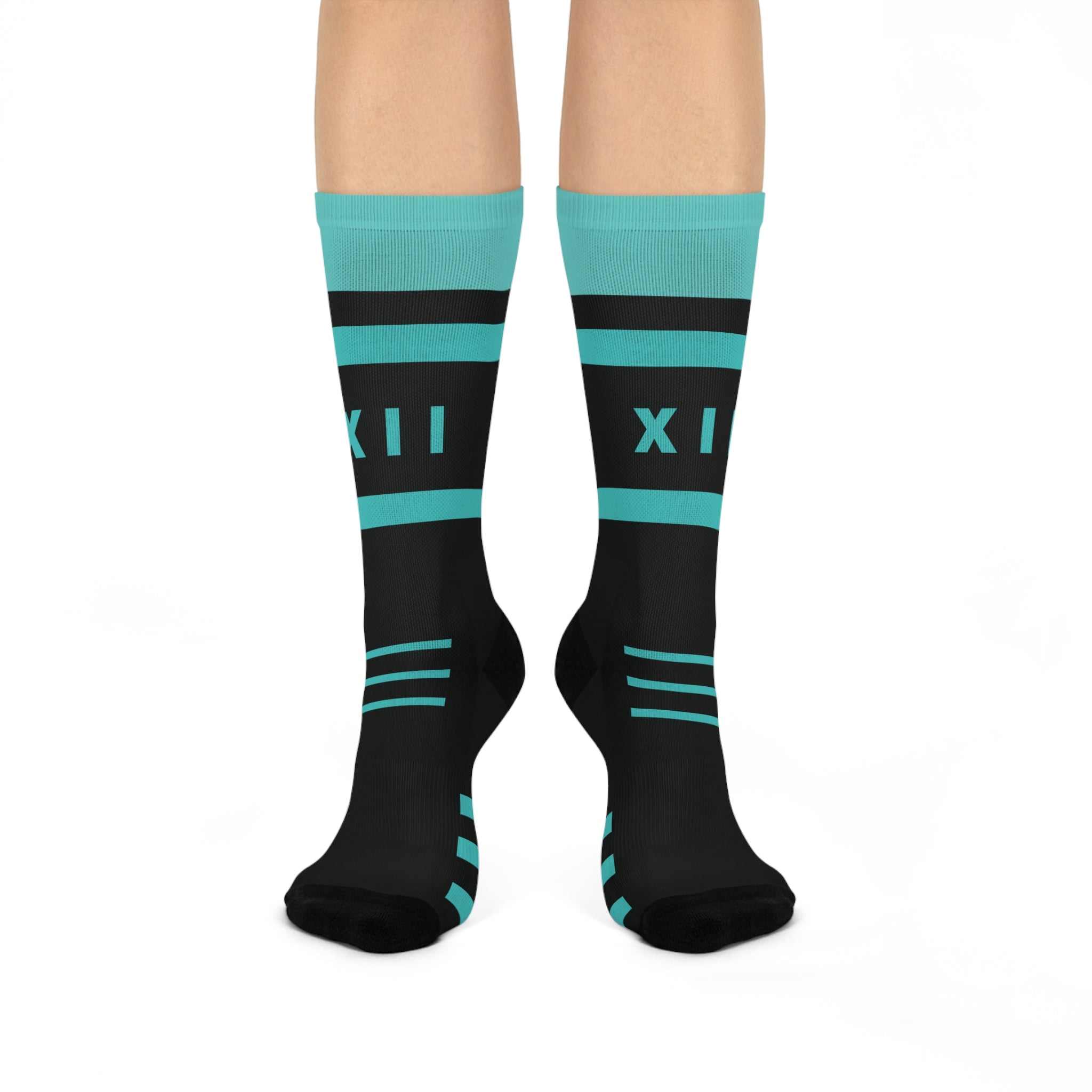 Socks- Teal & Black Athletic Crew Printify