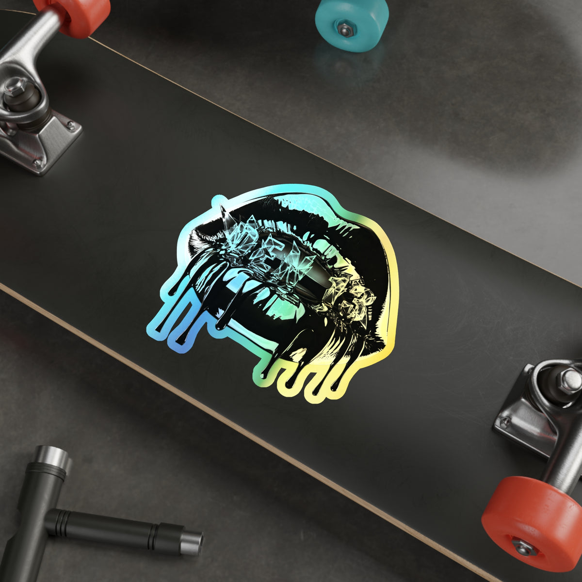 Holographic Dripping Lip Die-Cut Sticker