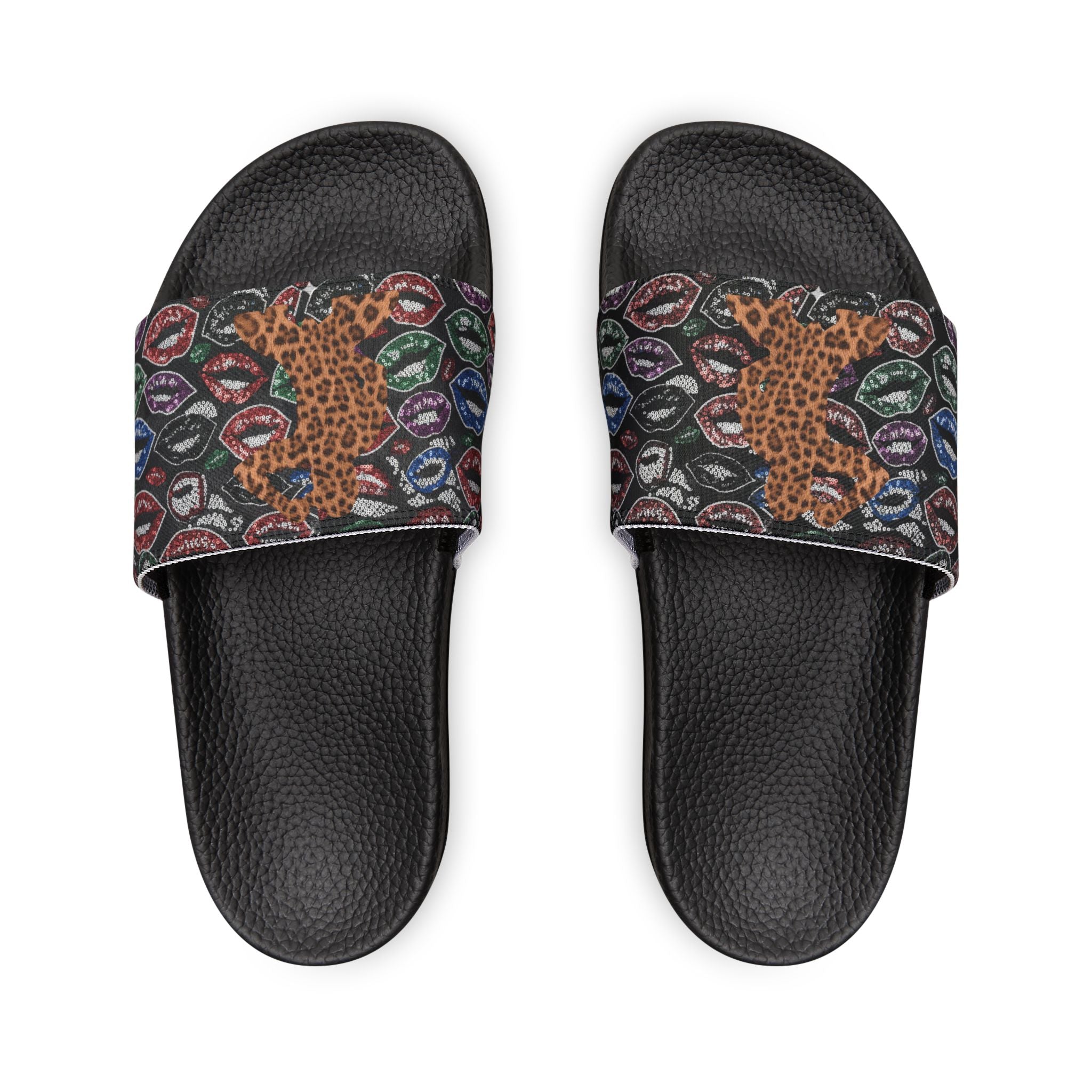 Men's Leopard Print Slide Sandals — Removable Strap Casual Pool & Beach Slides
