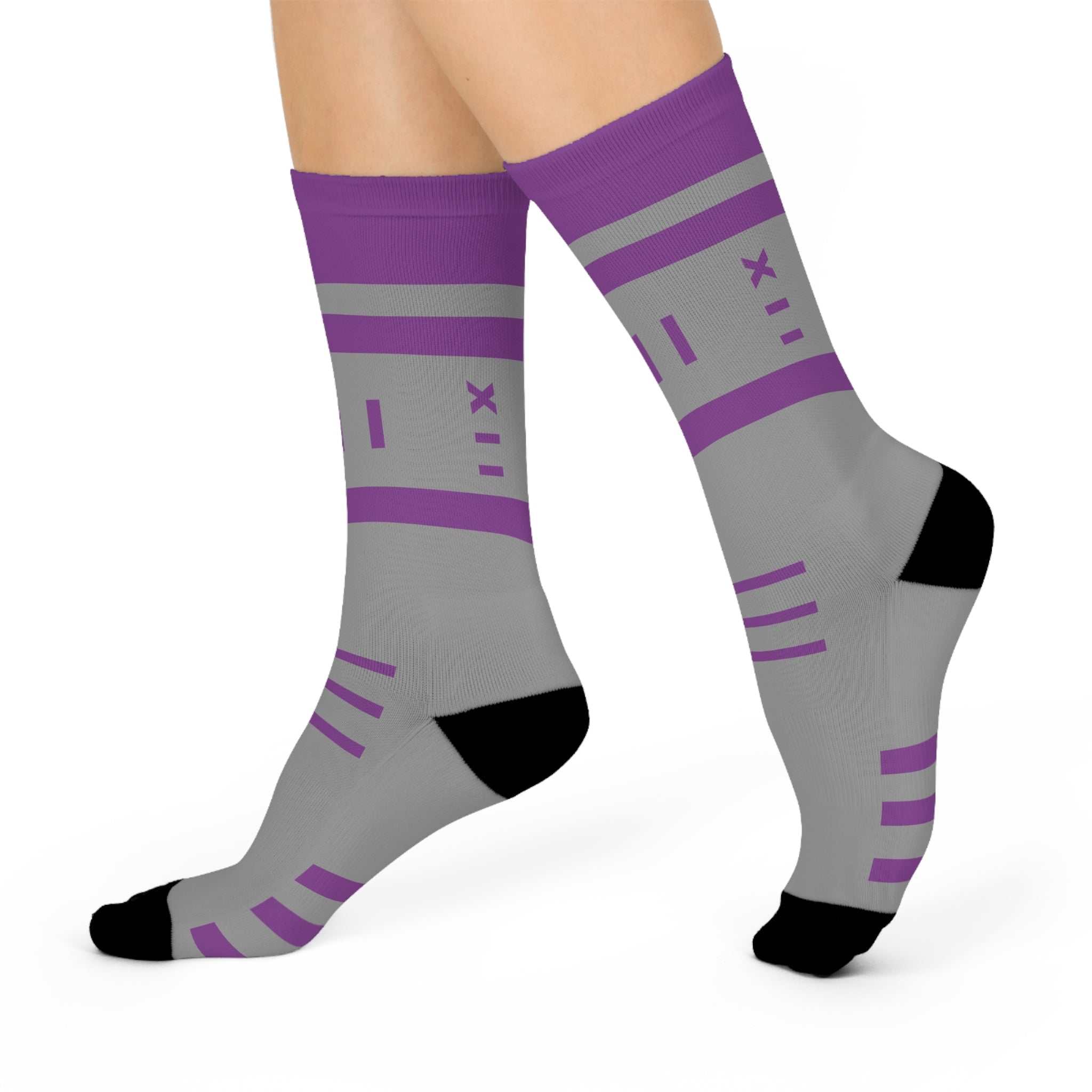 Socks - Purple and Gray athletic Crew Printify