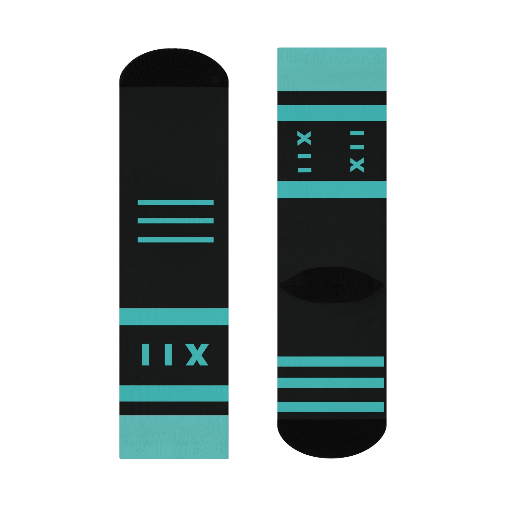 Socks- Teal & Black Athletic Crew Printify