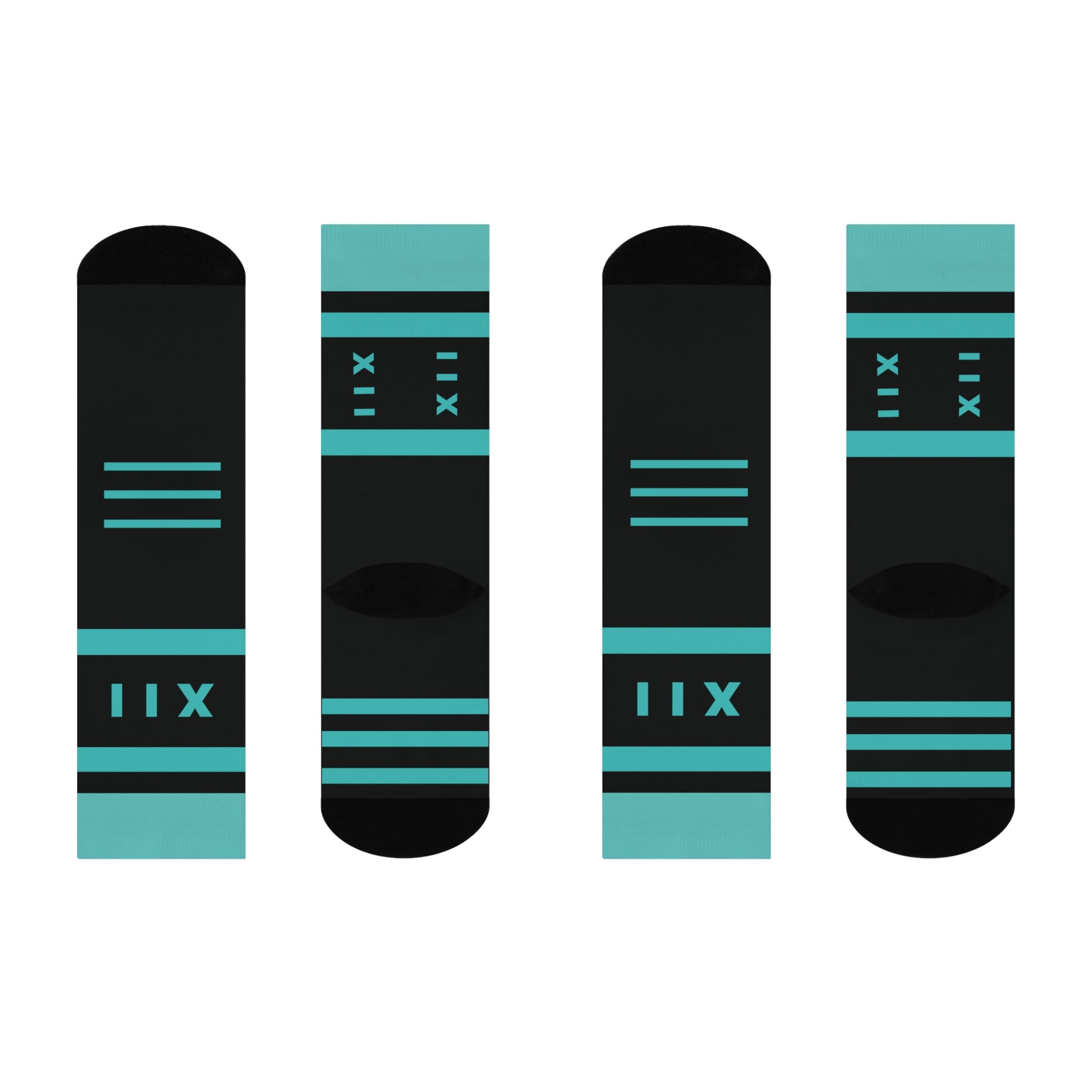 Socks- Teal & Black Athletic Crew Printify