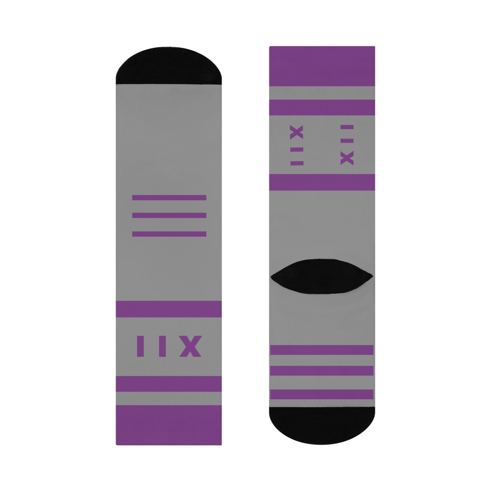 Socks - Purple and Gray athletic Crew Printify