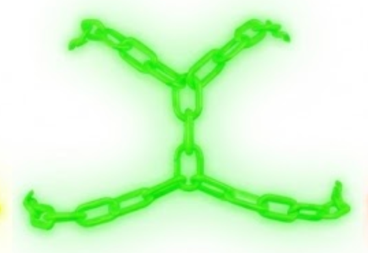 Green neon stainless steel Y-style chain for harness - NOEN CHAINS by The Den Code