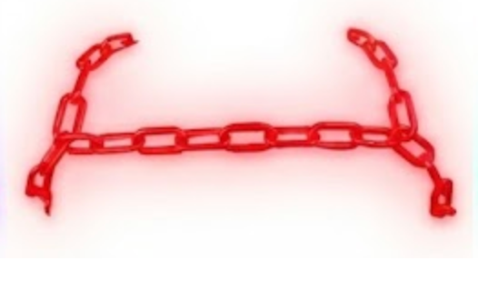 Red neon stainless steel I-style chain for harness - NOEN CHAINS by The Den Code West Hollywood